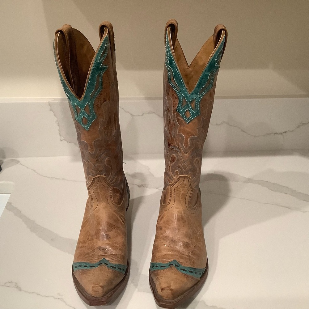 BOULET Hand Tooled Leather Boot Sz. 6.5